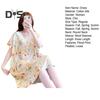 Women Nightdress Loose Floral Print Round Neck Pleated Short Sleeves Knee Length Homewear Casual Midi Dress Lady Nightgown Midi Dress