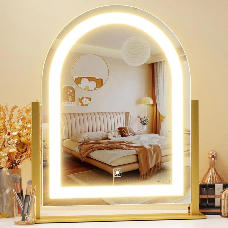 LED Makeup Mirror with 3 Color Dimmable Lights - Large Desktop Tabletop Design 440x346mm белый
