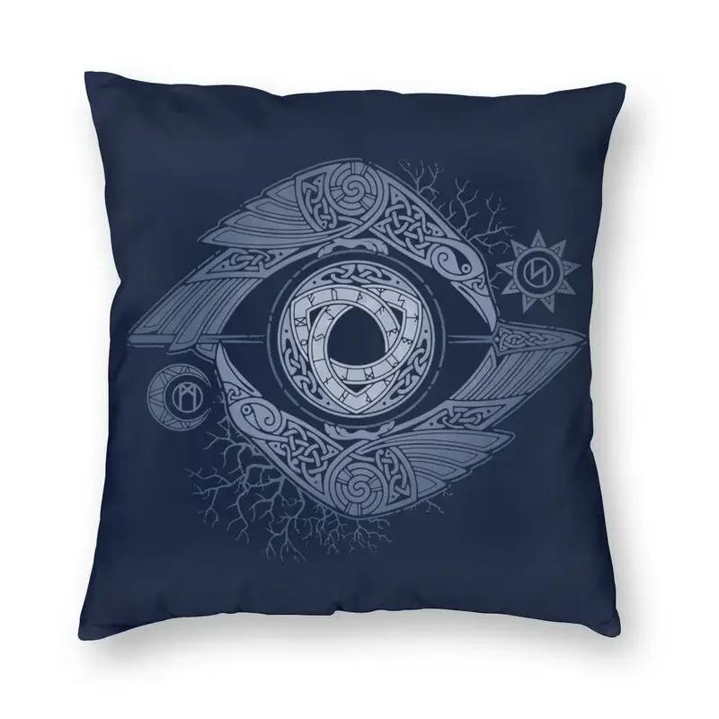 Viking Runes Thor Mjolnir Cushion Covers Sofa Home Decorative Norse Valhalla Odin Square Throw Pillow Cover 45X45