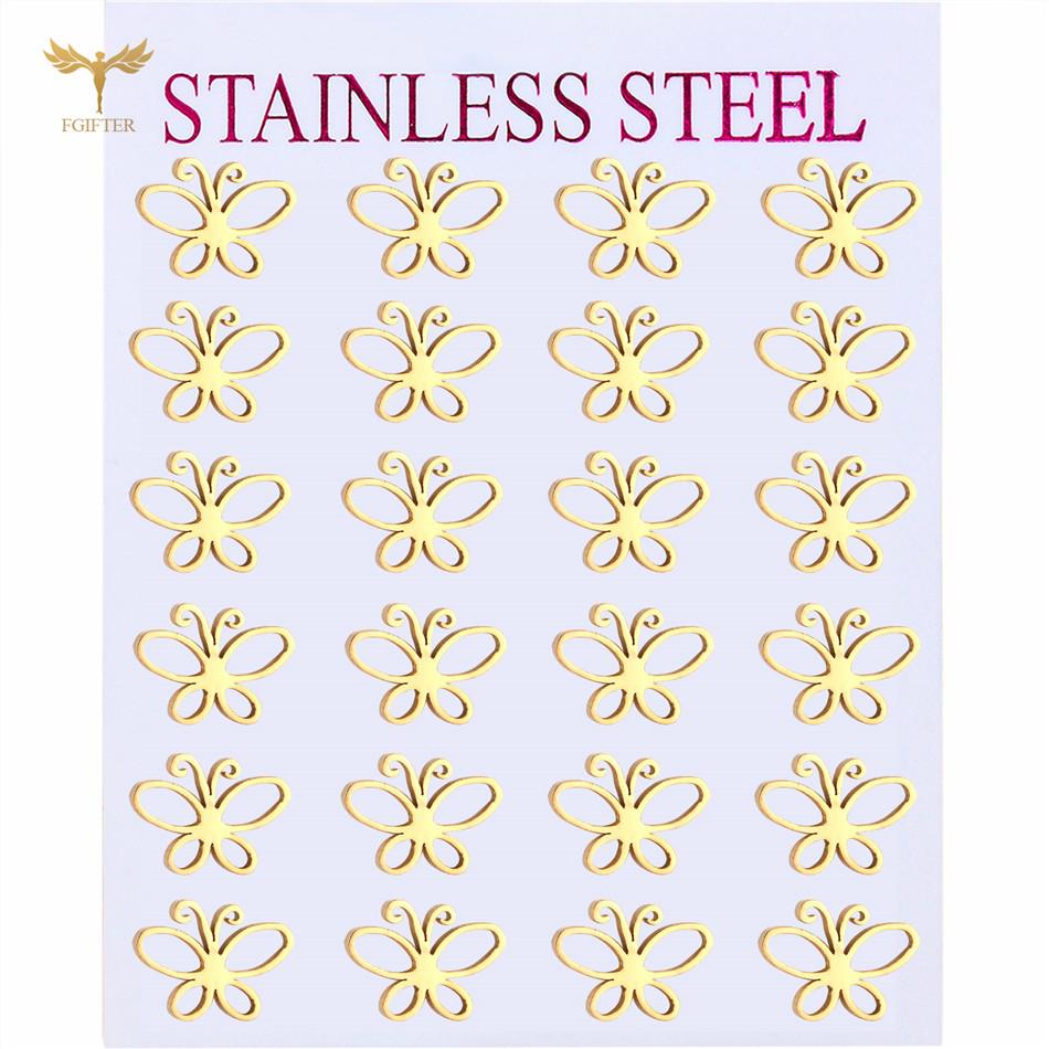 12 Pairs Insect Butterfly Earrings Casual Fashion Zircon For Women Girls Stainless Steel Stud Earrings Set Cheap Resale Gifts