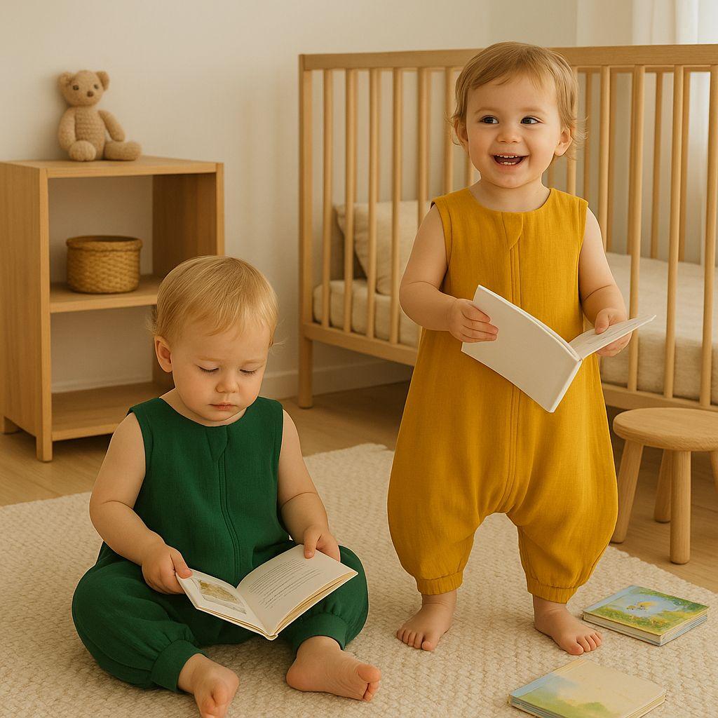 Muslin Sleeping Bag for Children with Legs XL 2-4 Years Summer TOG 1.0 - Mustard