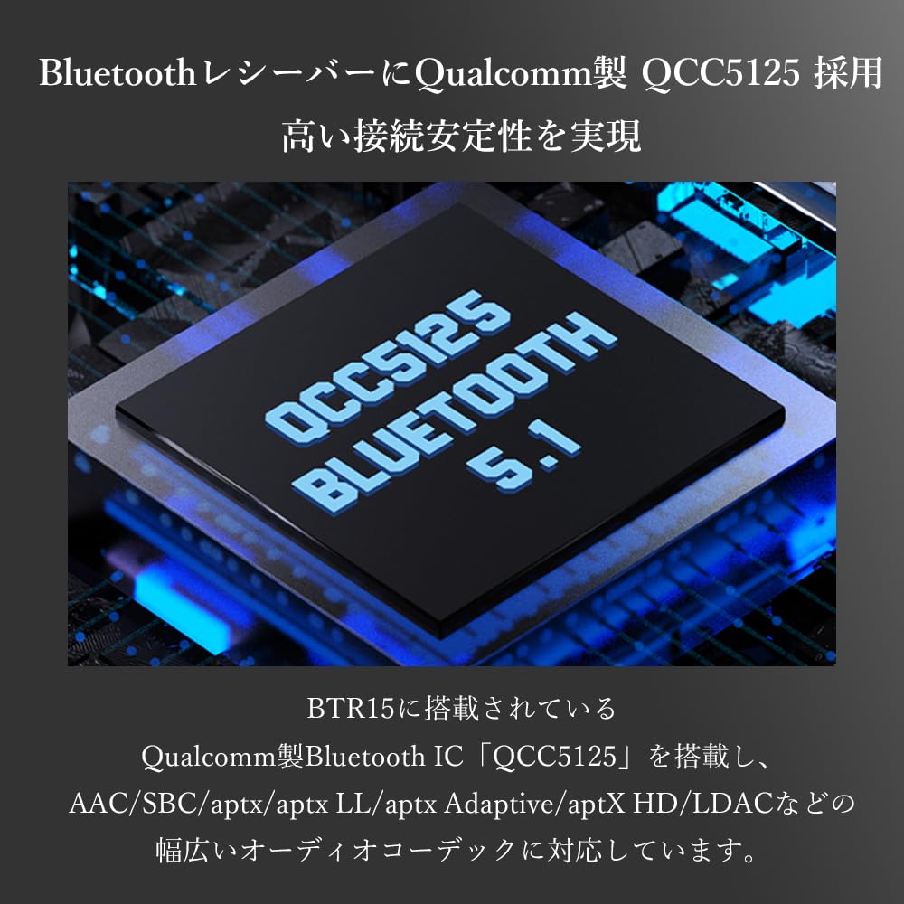 FIIO BTR15 [Japan Serial Number Included] Bluetooth Receiver, USB DAC, Headphone Amplifier, aptX LL Adaptive HD, LDAC Codec, Wireless (Dark Blue)