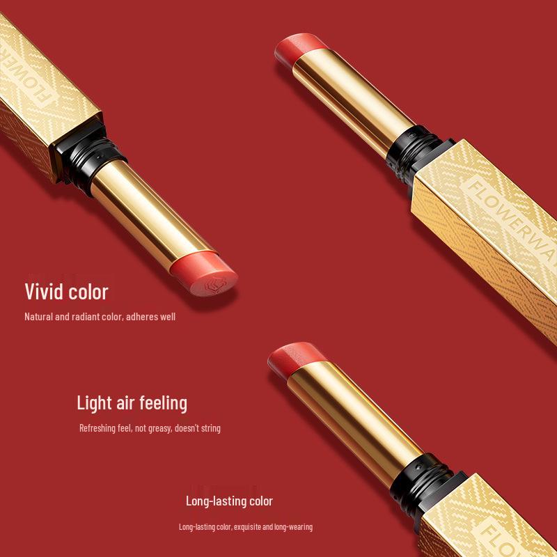 FLOWERWAY Long-Lasting Hydrating Lipstick - Silky, Moisturizing, Fade-Resistant, Whitening Gold Lip Glaze.