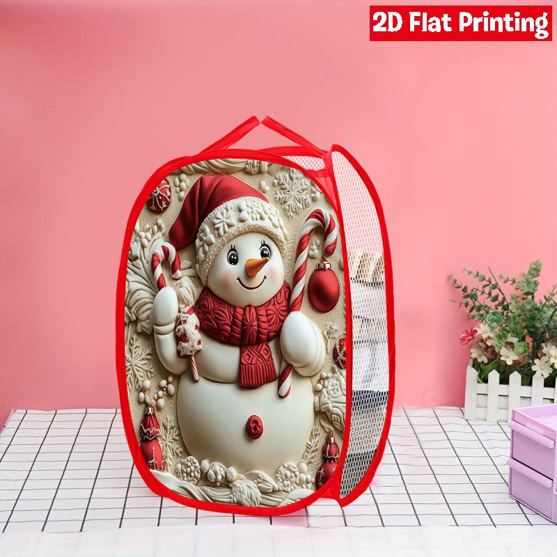 1Pcs Santa Claus Pop-Up Laundry Hamper Expandable Mesh Hamper Basket for Room Bedroom Bathroom Organization Contemporary Storage