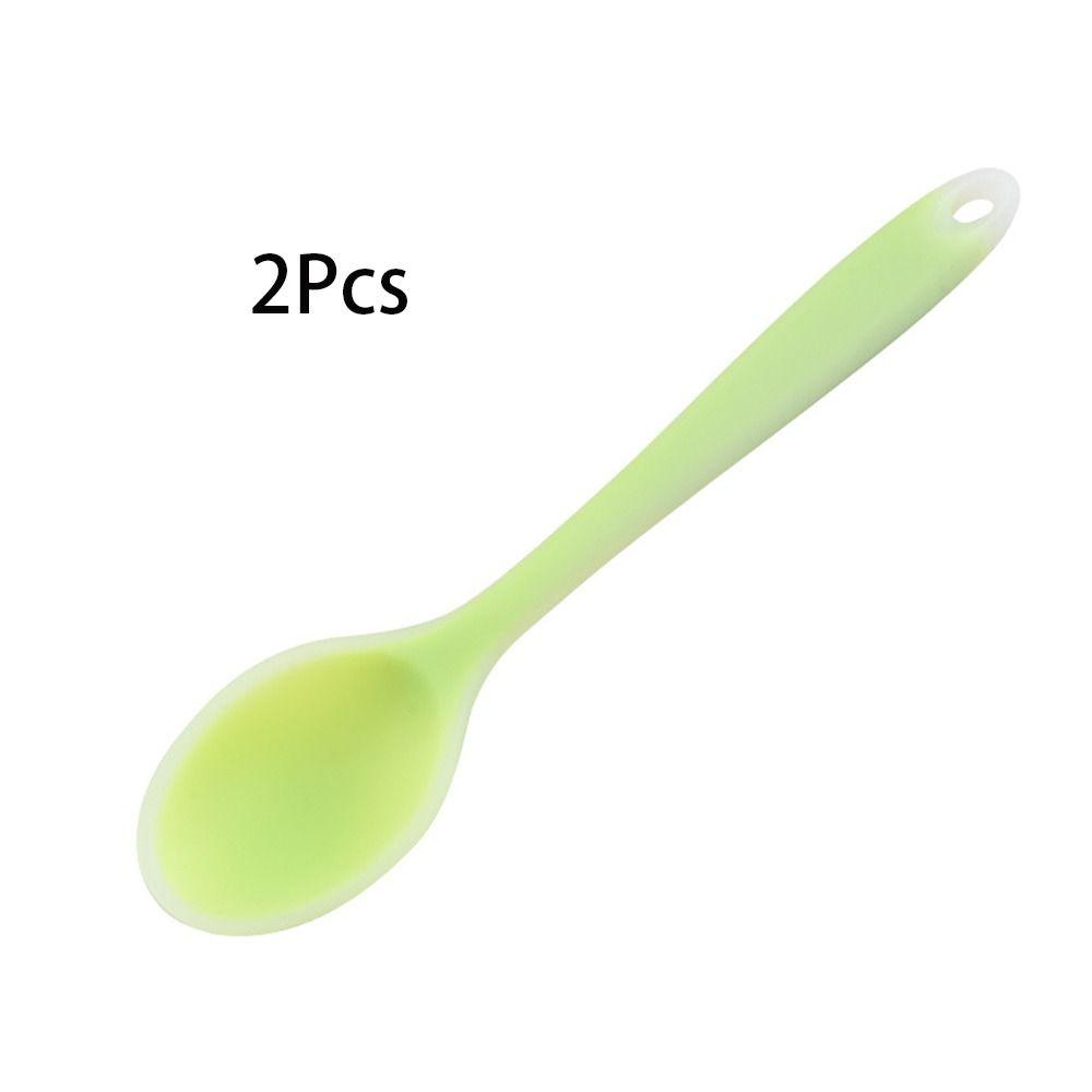 

2 шт. Мягкая текстура Маленькая ложка Силикон Силиконовые палочки для перемешивания Новая ложка для перемешивания чая Ресторан зелёный
