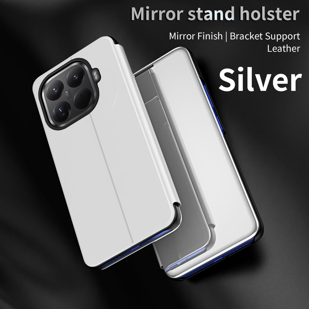 Premium Luxury Glossy Mirror Kickstand Leather Fold Phone Case For Xiaomi 17T Pro 15T 14T 13T 14 Pro Shockproof Protector Cover