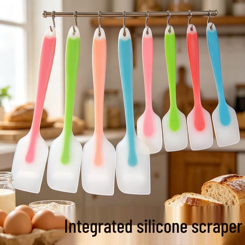 Cake Cream Silicone Spatula Set - Food-Grade, Translucent, Integrated Baking Tool (Small & Large Sizes)