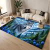 Wolf Theme Soft Crystal Velvet Rug Custom Name & Text Print Non Slip Floor Rug for Bedroom Living Room