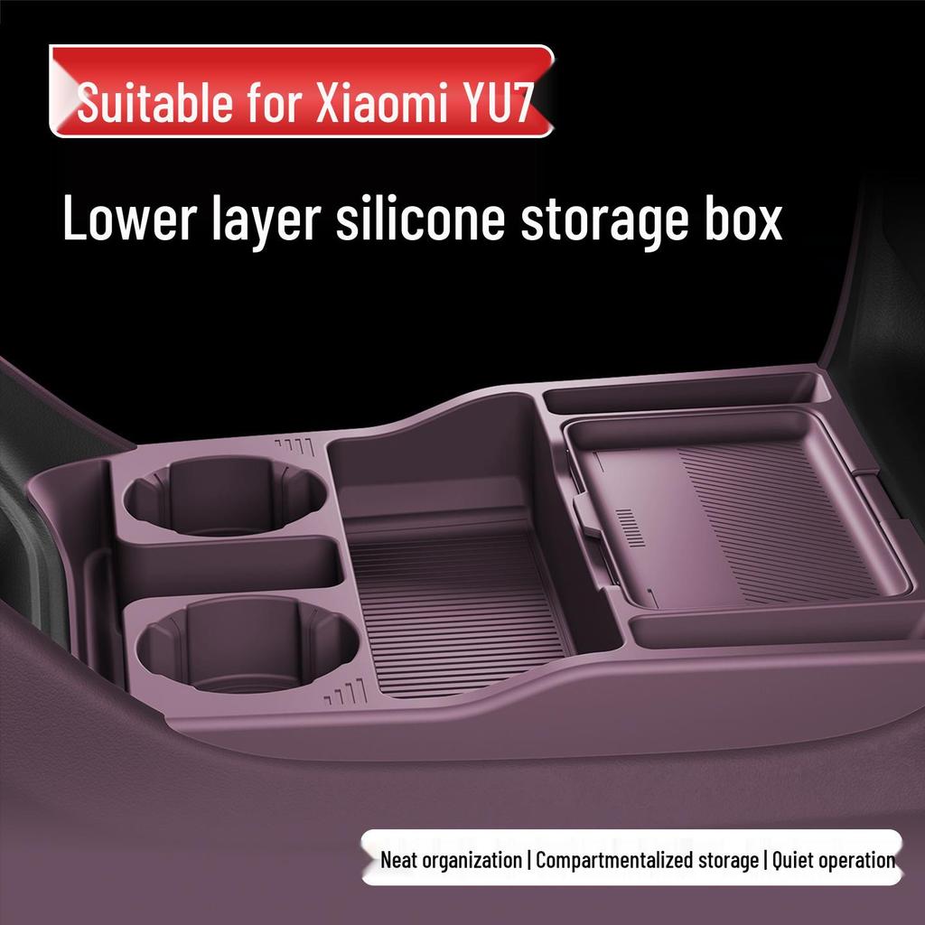 Silicone Double-Layer Storage Box for Xiaomi YU7 Console Compartment Trim