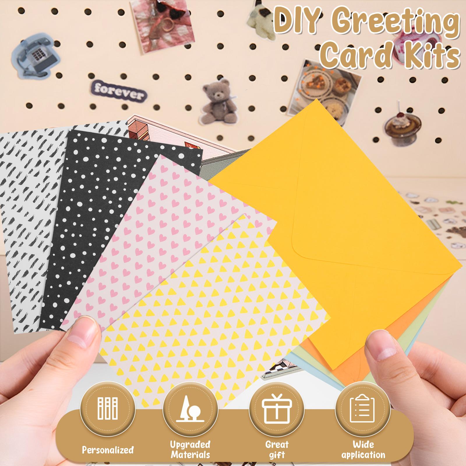 DIY Greeting Card Kits Includes 16 Cards 16 Envelopes with Decoration Accessories Handmade DIY Greeting Card Making Tool for Kid verde