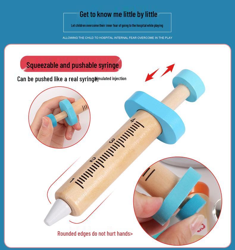 Wooden Toddler Doctor Kit: Nurse Bag Pretend Play Toy Set