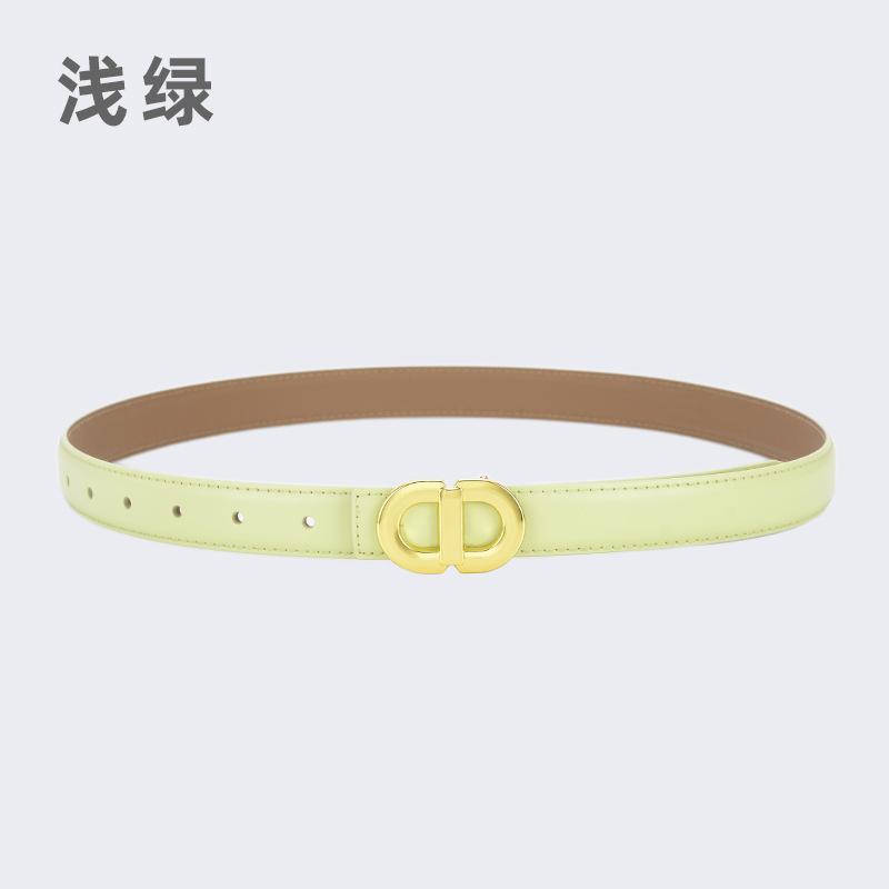 Ladies Belt Letter Alloy Buckle Simple Decorative Belt Leather Student Daily Casual Wear