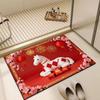 Horse Pattern New Year Door Mat Red Welcome Home Mat New Entrance Floor Mat  Home Decorations