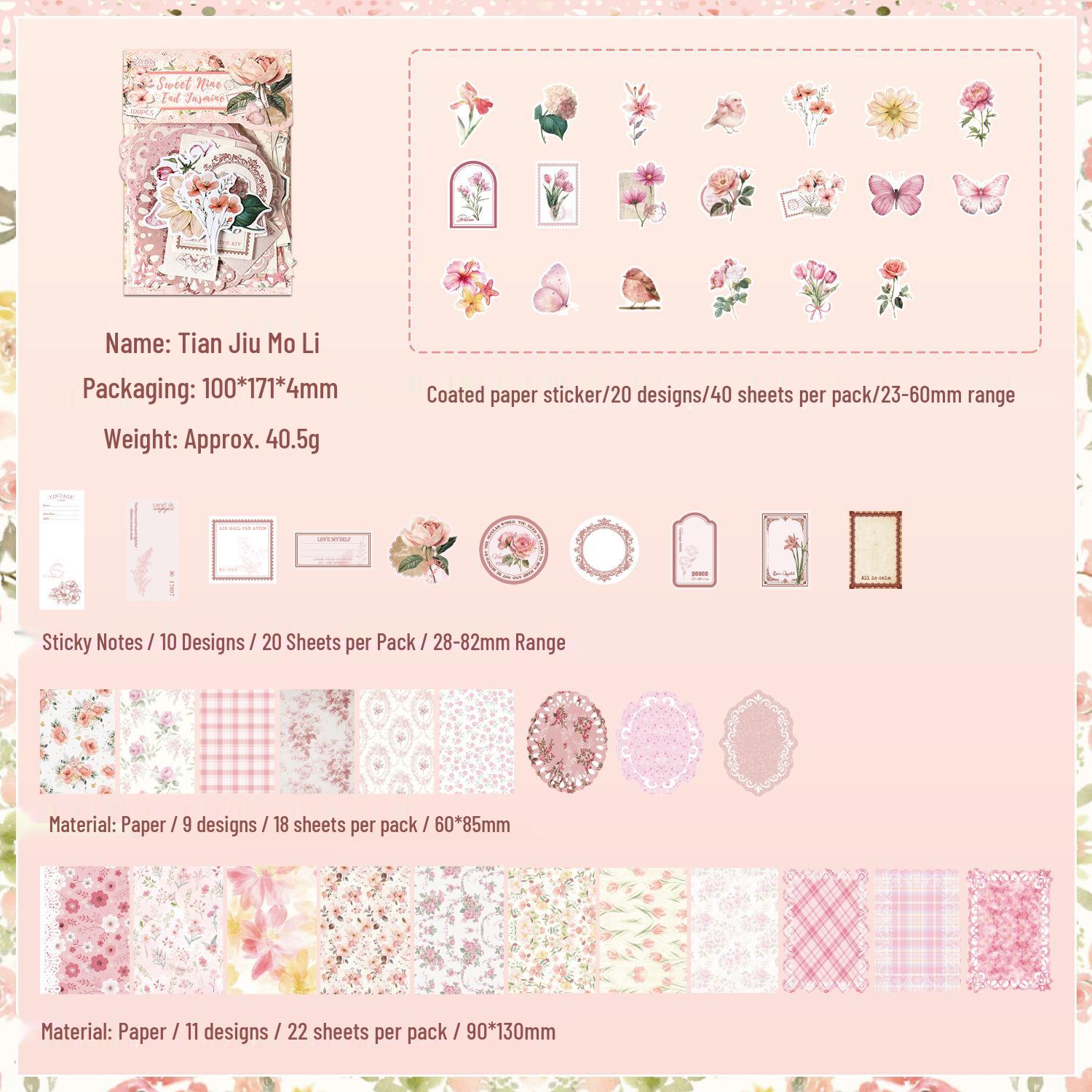 Yuezhen Floral Vintage Story Journal Stickers Pack - DIY Retro Sticker Set for Crafting and Journaling