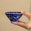 Starožitný modrobílý kuželovitý šálek na čaj - Mistrovský šálek z porcelánu Jingdezhen, Ručně vyráběná čajová miska v čínském stylu, Keramická sada pro Gongfu čaj