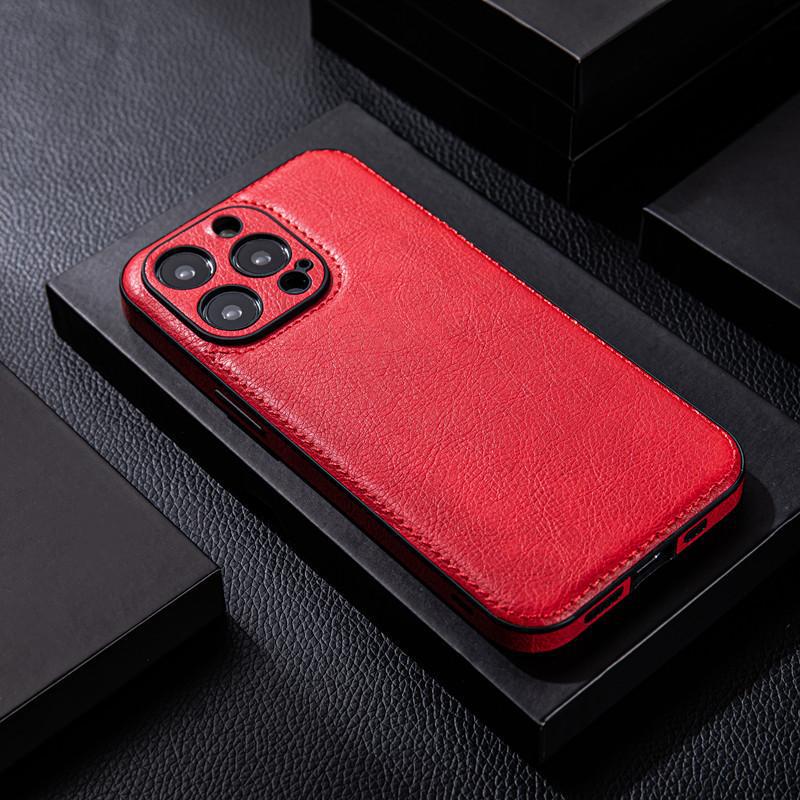 High-Grade Leather Case for iPhone 12-15 Pro Max - Premium Feel, Drop-Proof Design, Leather Grain Finish