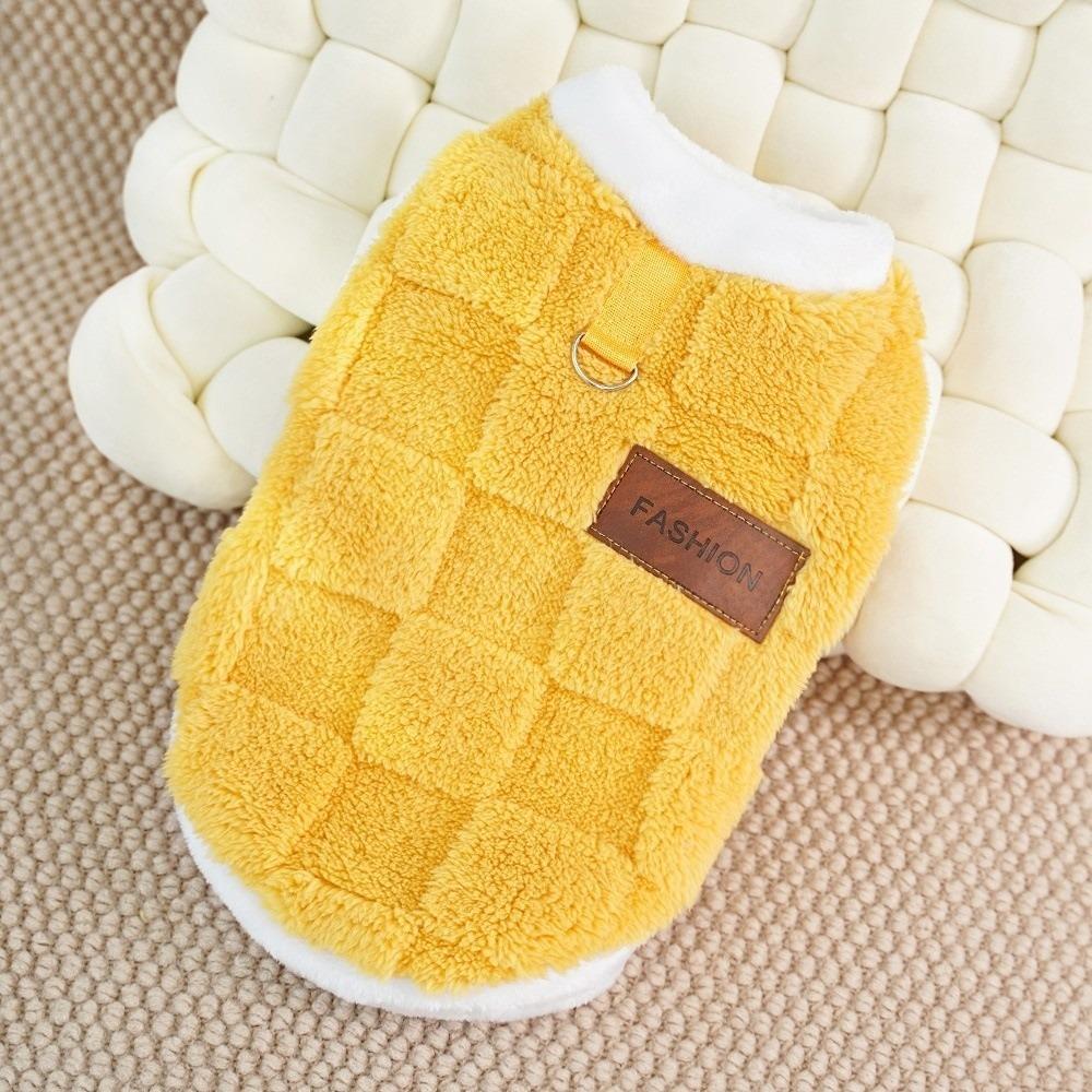 

Pet Traction Suit Velvet Winter Dogs Clothes Soft Comfortable Pet Thick Plush Jacket Pullover Vest Dog Plaid Coat Outdoor Indoor XS жовтий