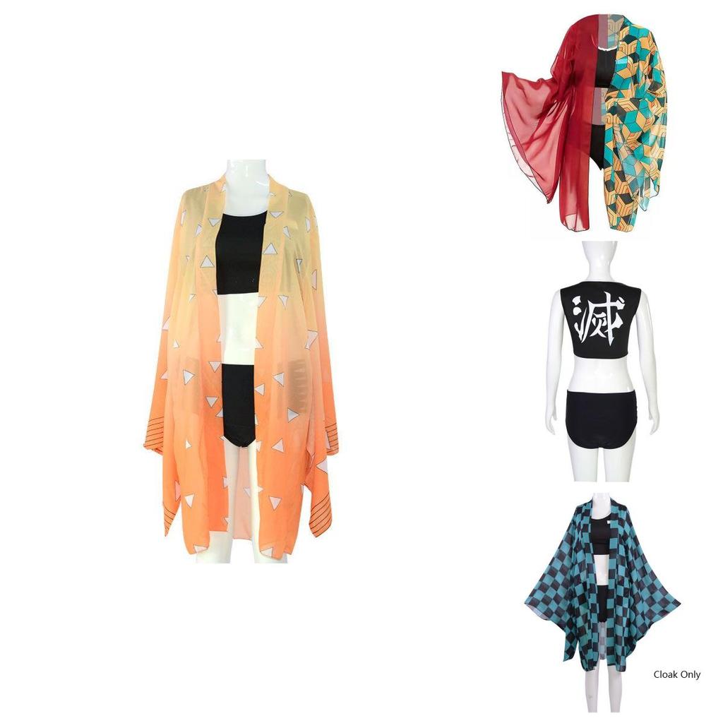 Atemberaubendes Demon Slayer Kimetsu No Yaiba Bikini-Badeanzug-Set Mit Schönem Umhang Für Den Sommer