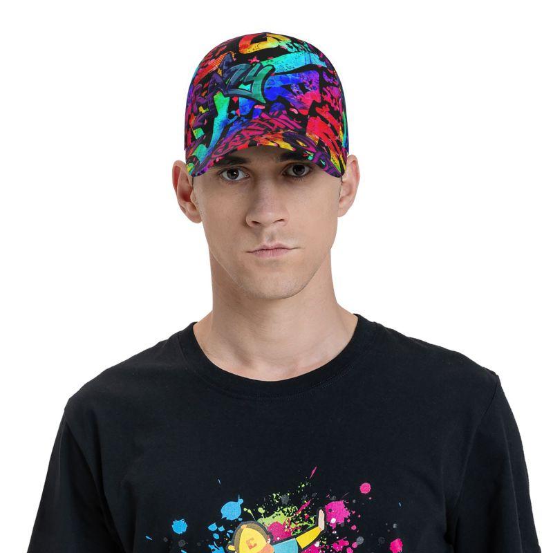 Individueller Graffiti-Kunst-Druck Baseballkappe Unisex Hip Hop Verstellbare Baseballkappe Graffiti Doodle Sport Sonnenschutzmützen für Damen Herren
