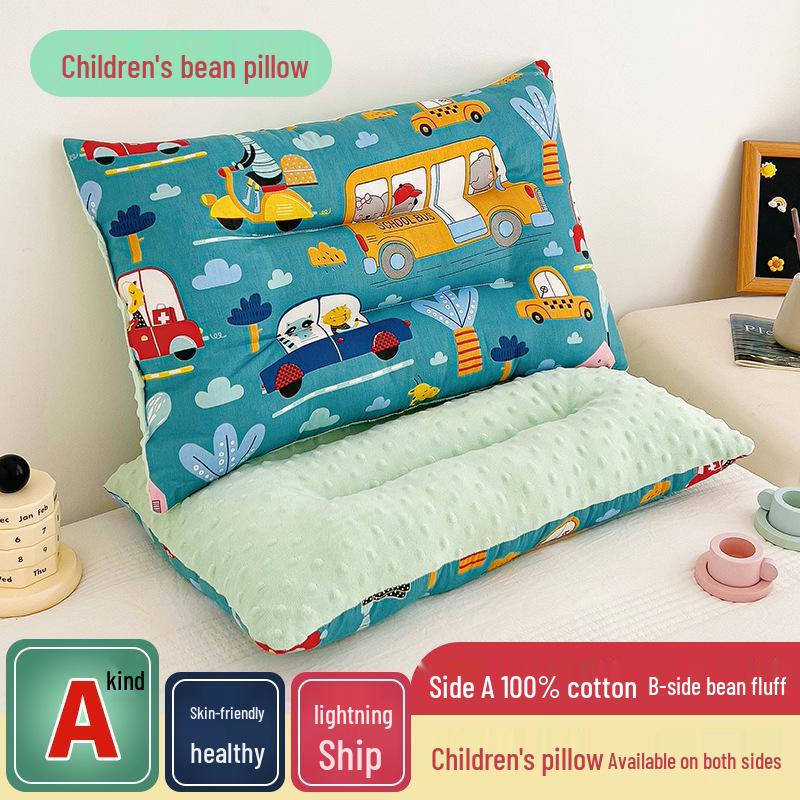 Children's All-Cotton Cartoon Bean Pillow - Velvet Nap Pillow for Kids