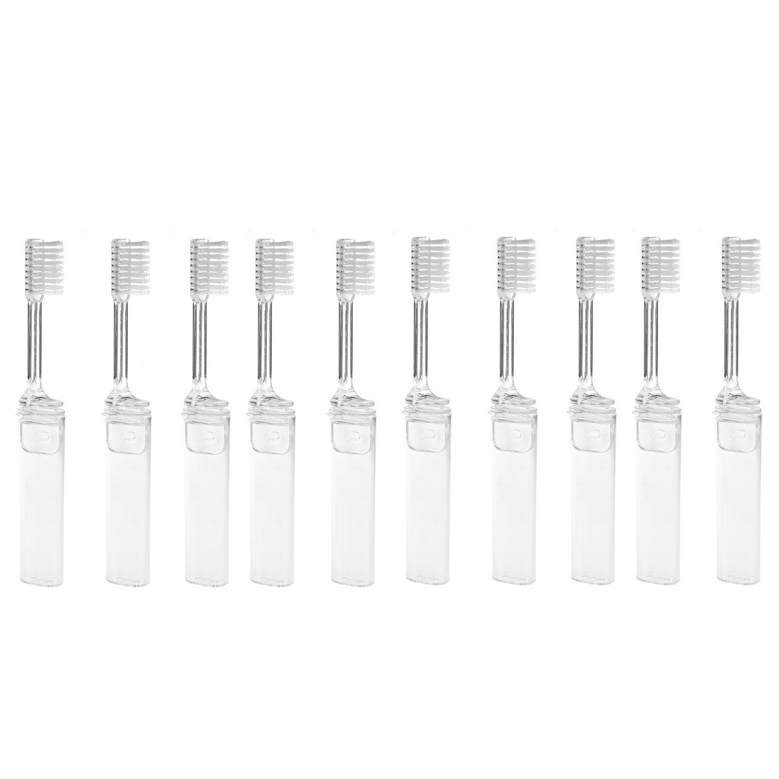 

10 шт. Складные одноразовые зубные щетки для путешествий, компактный портативный дизайн с мягкой щетиной, индивидуальная упаковка белый