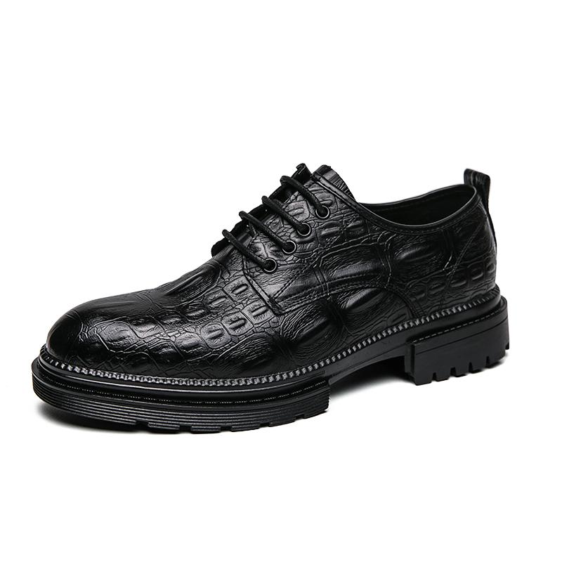 Fashion Spring Luxury Brand Designer Dress Shoes Men Shoes Thick Bottom Platform Casual Oxford Low Heel Lace-up Round Head Shoes