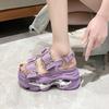 2026 Sandalen mit dickem Absatz für Damen, lässige Sommer-Neuheit, koreanische Edition, Wassersteine, ein Knopfverschluss, offene Zehenpartie, High-Heel-Sandalen