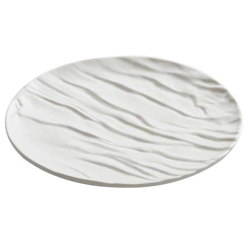 Matte corrugated ceramic western-style dishes steak dishes high-grade light luxury artistic conception dishes round plates.