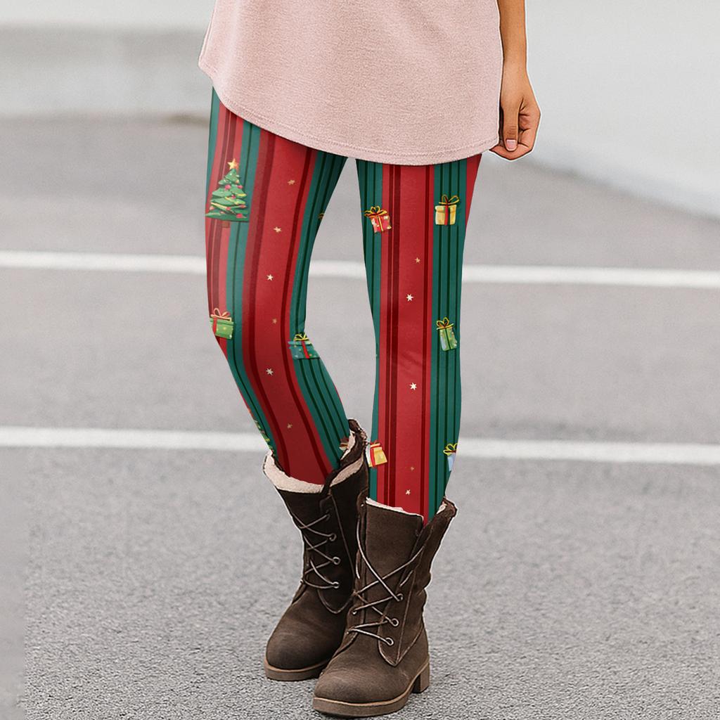 Women's Christmas Print Slim Fit Elastic Yoga Casual Pants