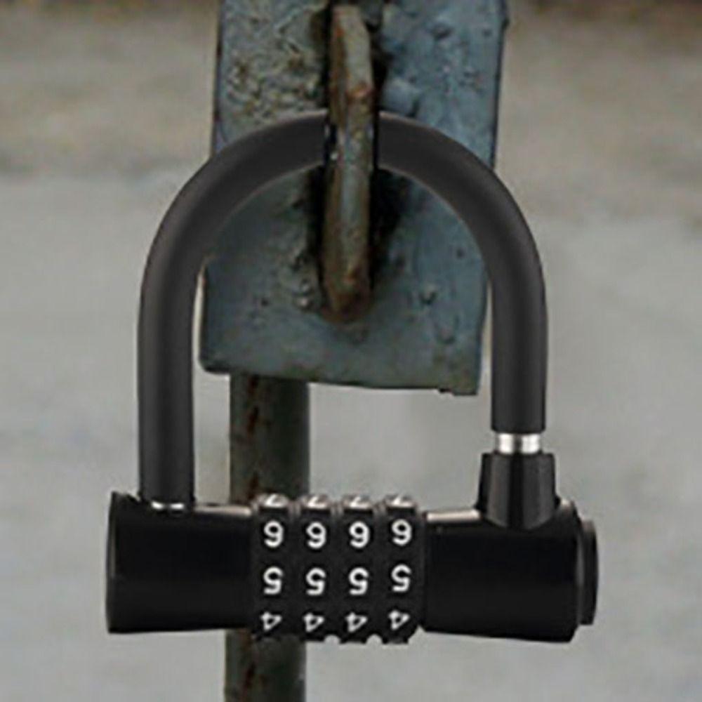 Security U-shaped Password Lock 4-digit Bicycle Lock Portable Password Padlock  Door