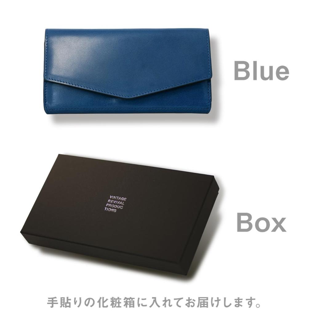 Revival Loneo basic Small long wallet Genuine leather Tochigi leather Made in Japan [Vintage Productions] (Blue)