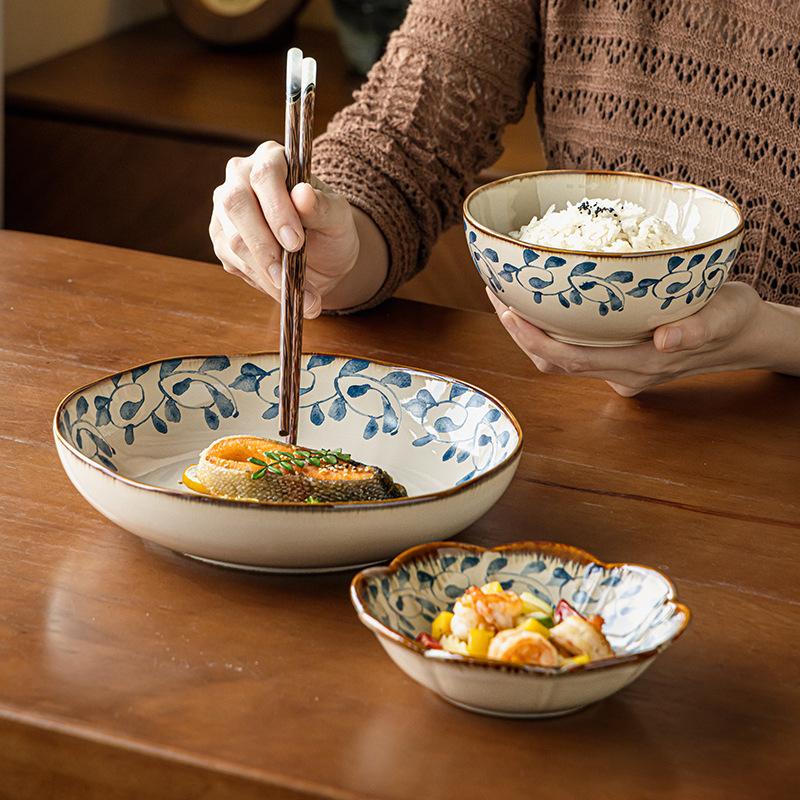 Zhifengcao Series Of Medieval Ceramic Tableware, Eating Dishes And Plates Combination, Restaurant Noodles, Dishes And Plates Export