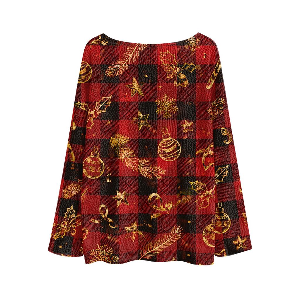 Women's Christmas Print Lightweight Knit Sweater Casual Long Sleeve Pullover Top