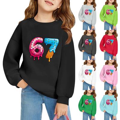 Kids' Long Sleeve Loose Pullover Letter Printed Round Neck Sweatshirt