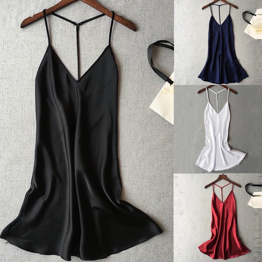 Women Sexy Satin Sleepwear Babydoll Lingerie Nightdress Pajamas