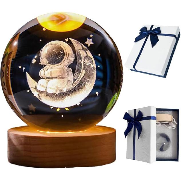 Happyhaves Calming Stellar Spheres - The Galaxy, Saturn and The Moon 3D Sphere Light and Lamp