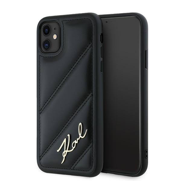 Karl Lagerfeld KLHCN61PQDSMGK iPhone 11 / Xr 6.1" Black/black Hardcase Diagonal Quilted Script