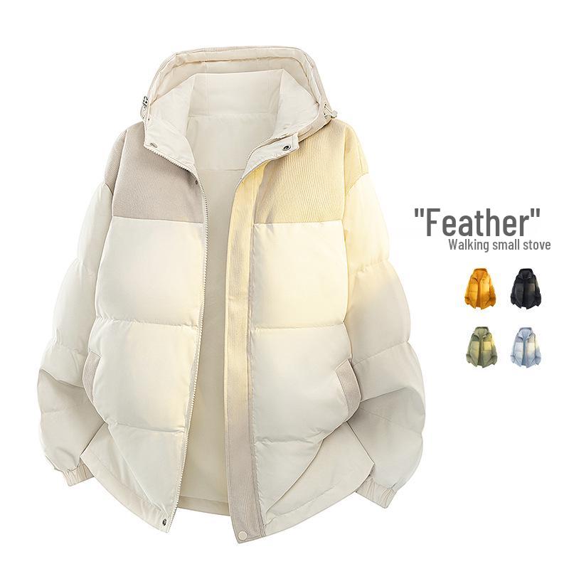 Men's 2025 Winter Corduroy Patchwork Down Jacket - Loose, Casual, Thickened, Warm, Couple Style Coat