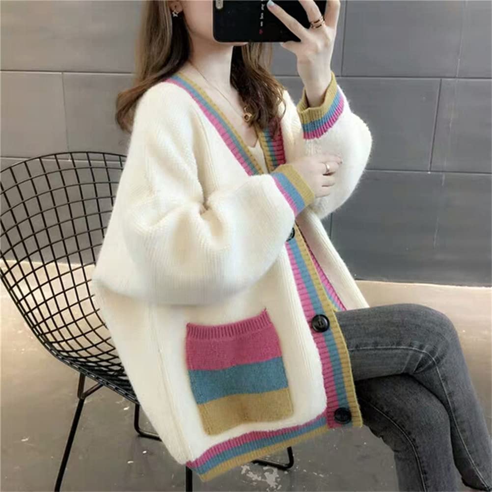 JINZUOMA Cardigan Sweater Knit Cut and Cold Loose Everyday Wear One Women's Coat, Coat, Jacket, Outerwear, Top, Sewn, Spring/Autumn, Soft, Warm,