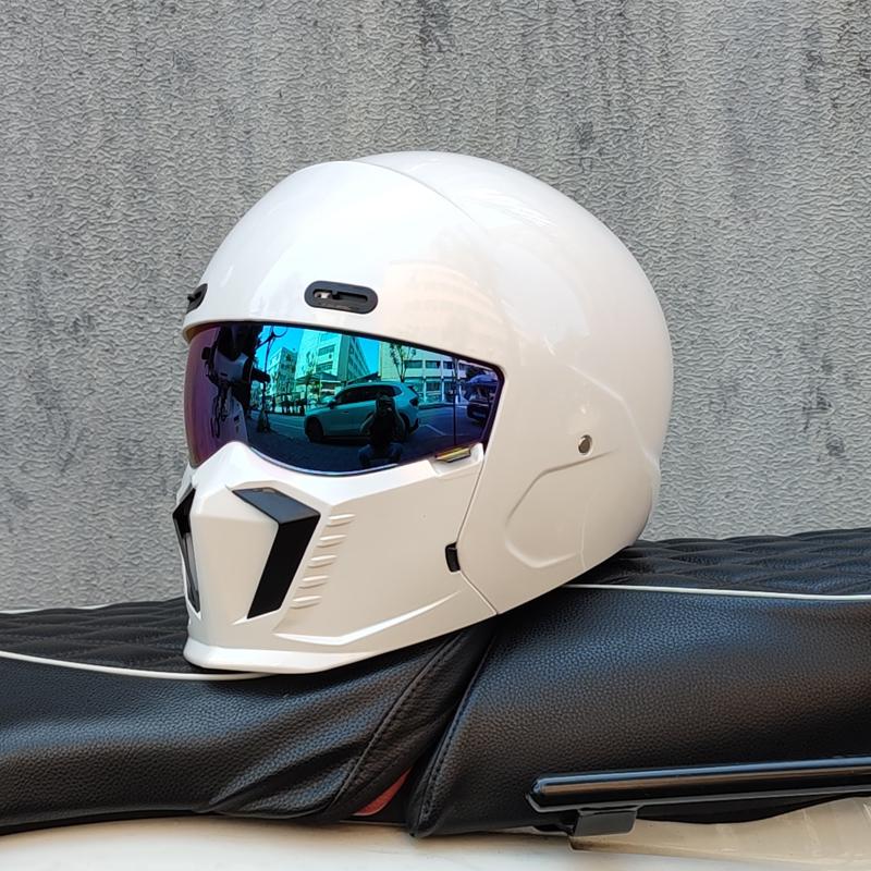 Căști de motocicletă ORZ Cască integrală deschisă 3/4 pentru bărbați Vizieră dublă cu protecție solară internă colorată Omologat DOT