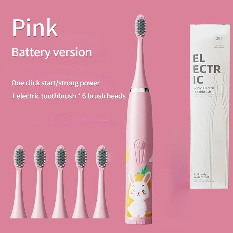 Children's Electric Toothbrush Kid Cartoon Ultrasonic Sonic Electric Toothbrush with 5 Replacement Heads Electric Brush Children