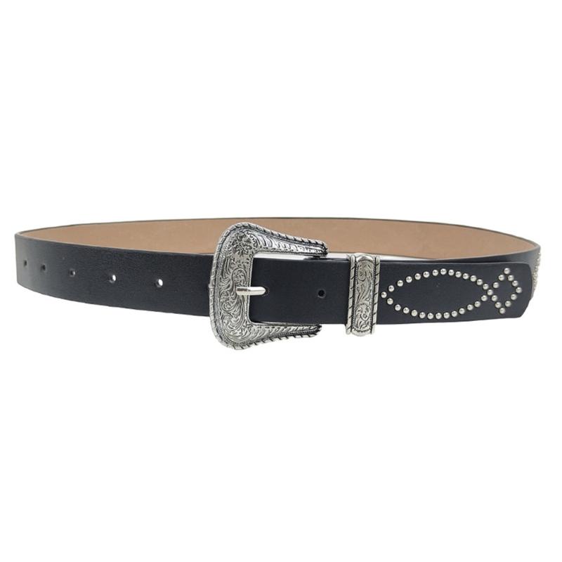 Elegant PU Belt Female Waistband Rivet Studded Wide Waist Belt for Jeans Shorts Jeans Belt Girl Pants Waistband