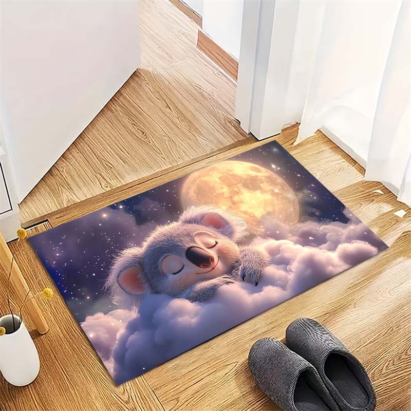 Glowing Eyes Black Cat Non-Slip Doormat, Dark Kawaii Pet Print Floor Mat