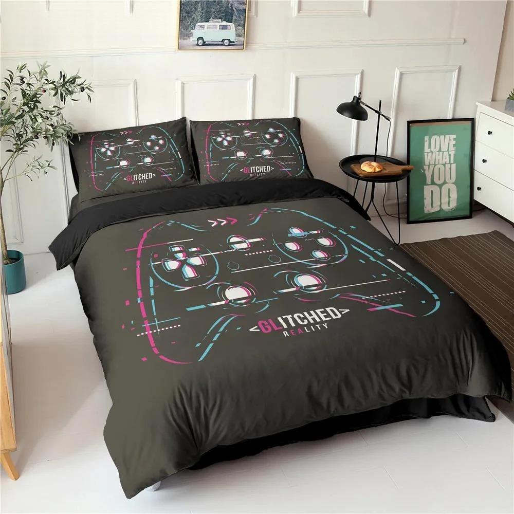 

Gamepad Bedding Set Queen Size Duvet Cover Creative Black Bed Comforter Cover Set Polyester Quilt Cover Bedclothes 2/3Pcs 70x133cm 2pcs