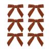 6pcs Velvet Christmas Bows 4.72" Red Green Brown Xmas Tree Decor Gift Wrapping Tools Rustic Crafts Gift Twist Tie Ribbon Bows