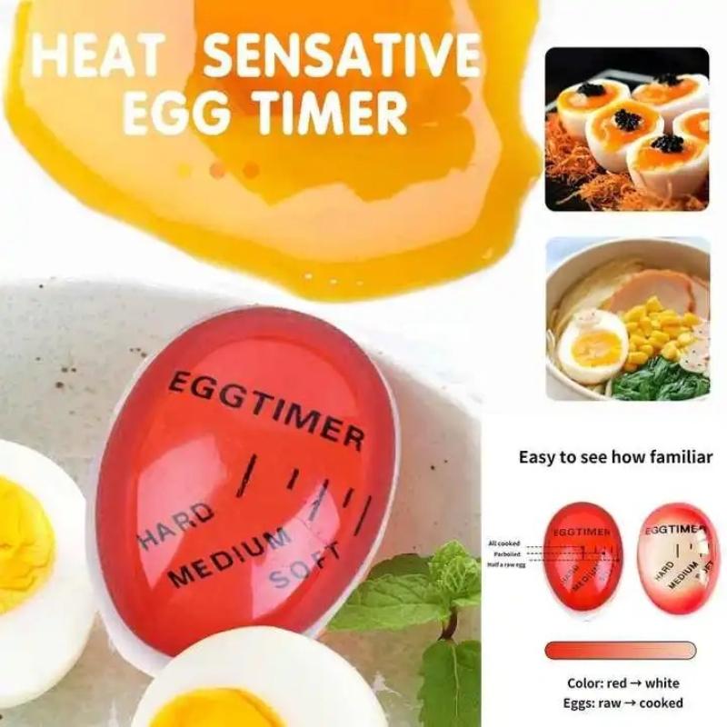 Röd Miljövänlig Harts Äggklocka - Färgskiftande Temperaturindikator för Perfekt Kokta Ägg Hemma Kök Matlagningsverktyg