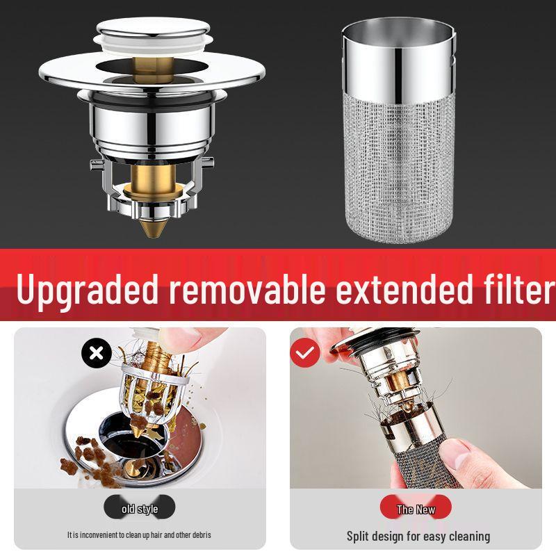 Leakproof Washbasin Stopper & Deodorant Pop-Up Drain Filter