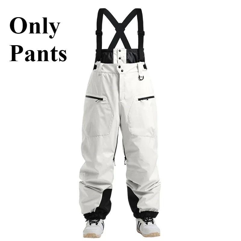 Winter New Skiing Pants Thickening Warm Ski Overalls Men Loose Snow Clothes Outdoor Windproof Snowboard Trousers Waterproof Pant