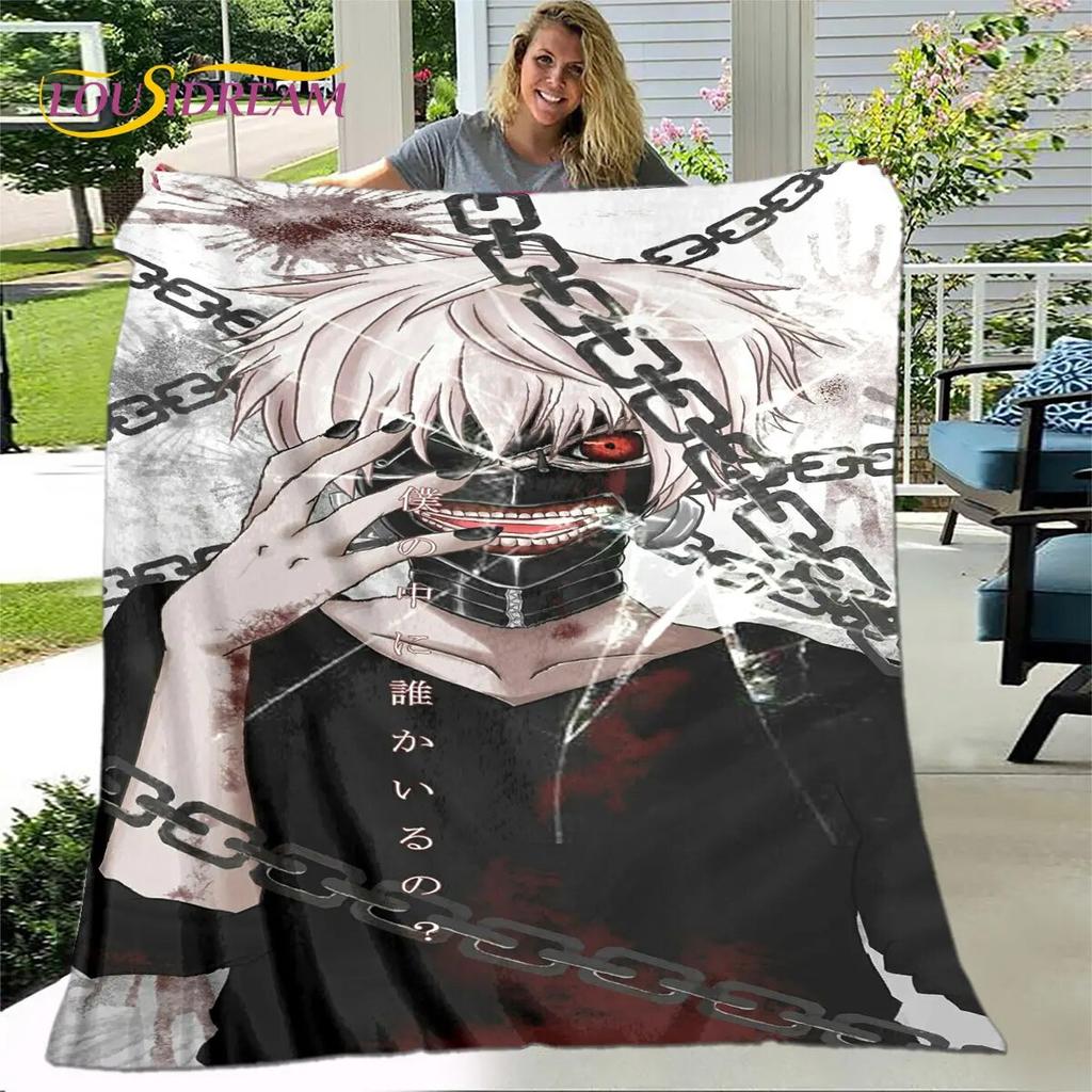 Tokyo Ghoul Japan Anime Cartoon Soft Plush Blanket,Flannel Blanket Throw Blanket for Living Room Bedroom Bed Sofa Picnic Cover