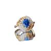 Honey Stew 2 Carat Oval Cut Moissanite Women's Ring in Silver and Gold with Diamond Accent - European American Style